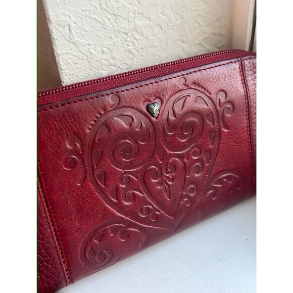 Brighton Handbags - Brighton Large Leather All Around Zip Wallet in Lipstick Red